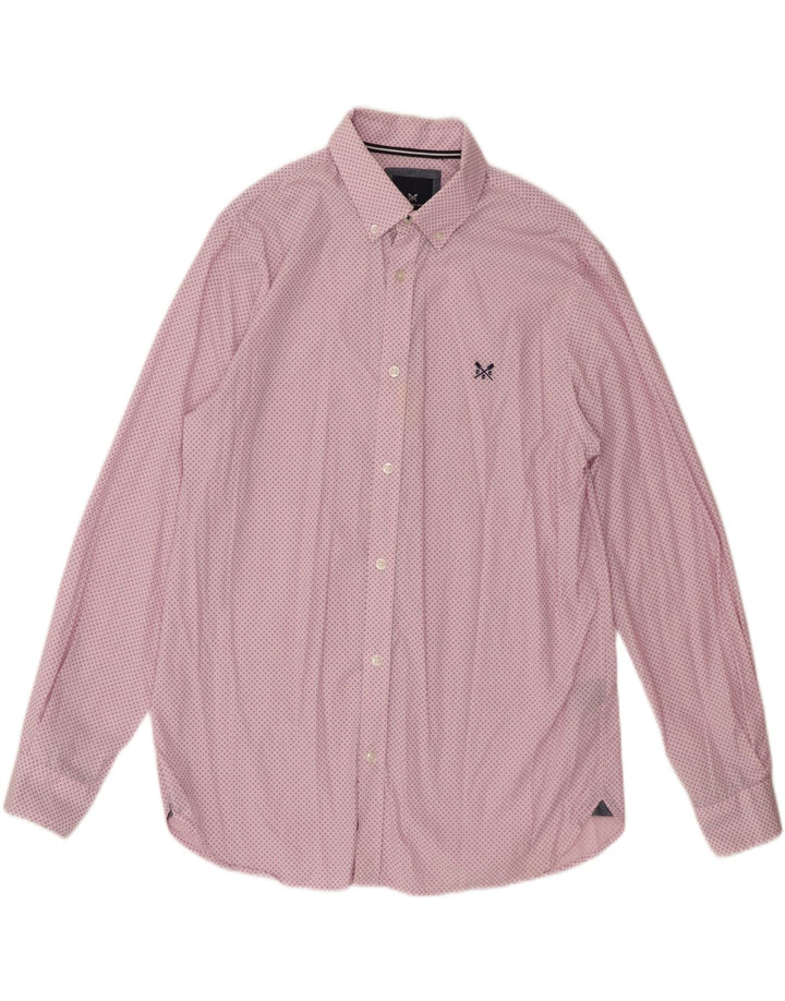 Crew Clothing Cămașă clasică pentru bărbați, bumbac cu pete roz mediu
