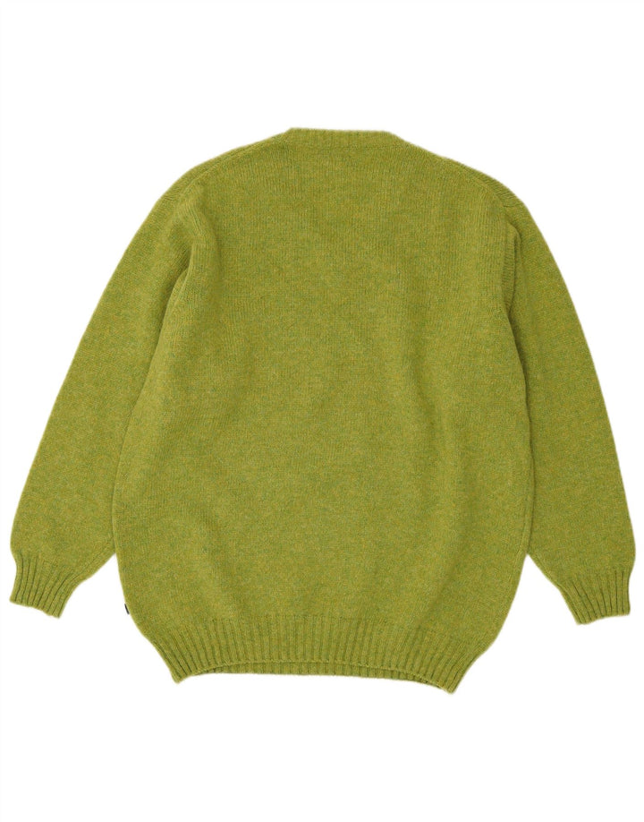 Pulover cu decolteu în V Guess pentru bărbați, lână verde mare
