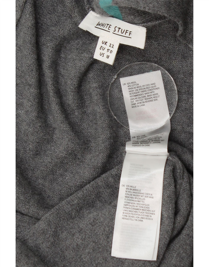 White Stuff Pulover cardigan cu paragate supradimensionat pentru femei UK 22 2XL Lână gri
