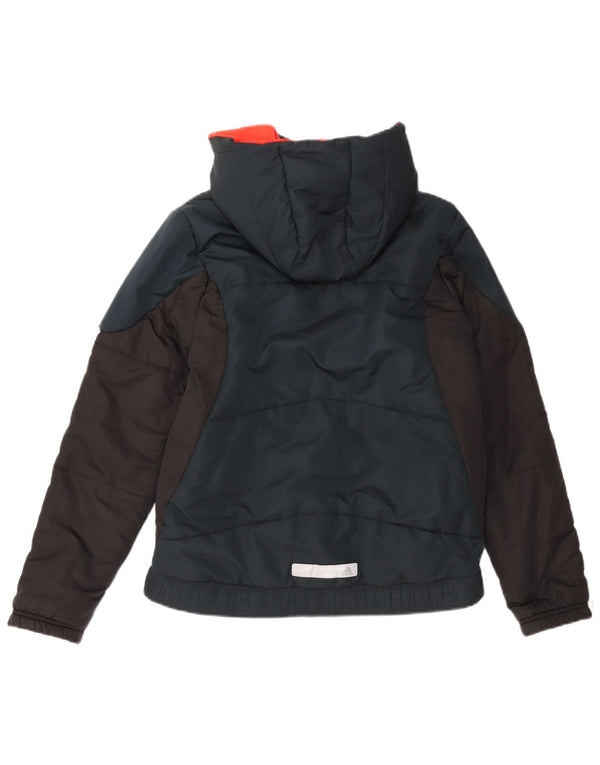 Jachetă căptușită cu glugă ADIDAS pentru băieți 13-14 ani, albastru bleumarin, color block