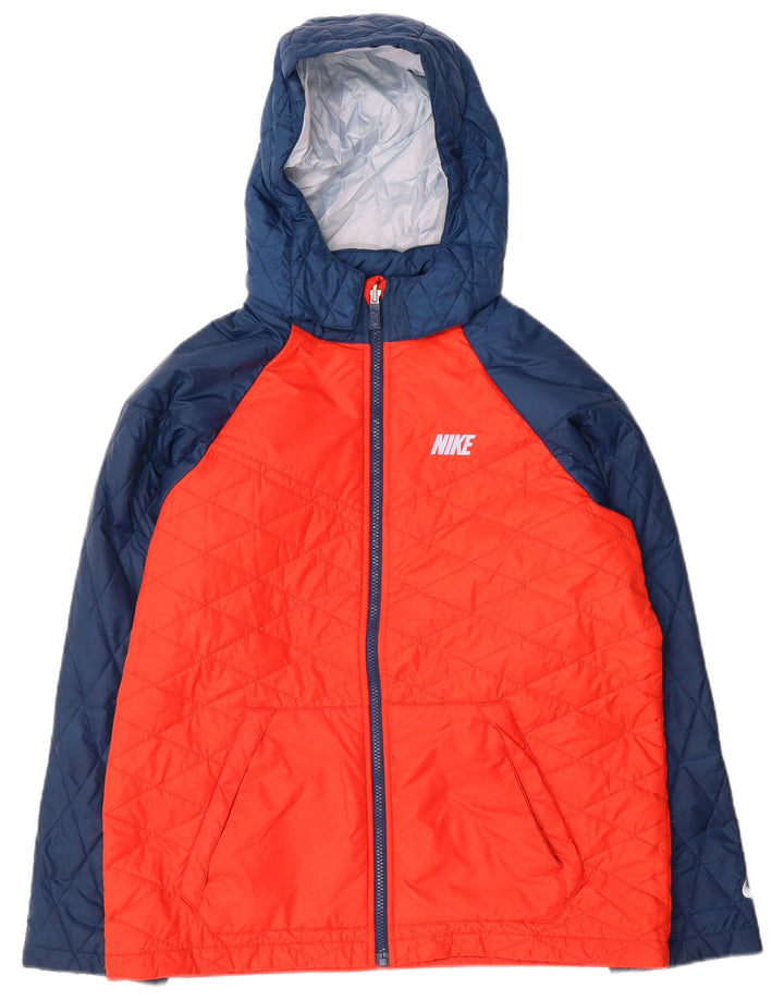 Jachetă matlasată cu glugă Nike pentru băieți 13-14 ani XL portocaliu poliester bloc de culoare