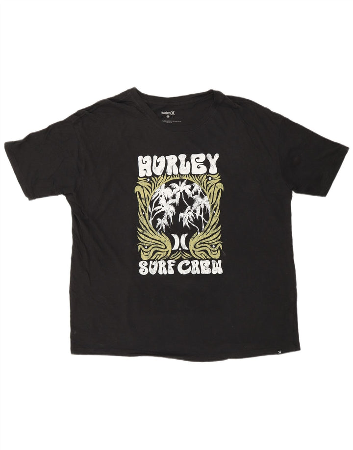 Tricou grafic HURLEY pentru bărbați Top mare din bumbac negru