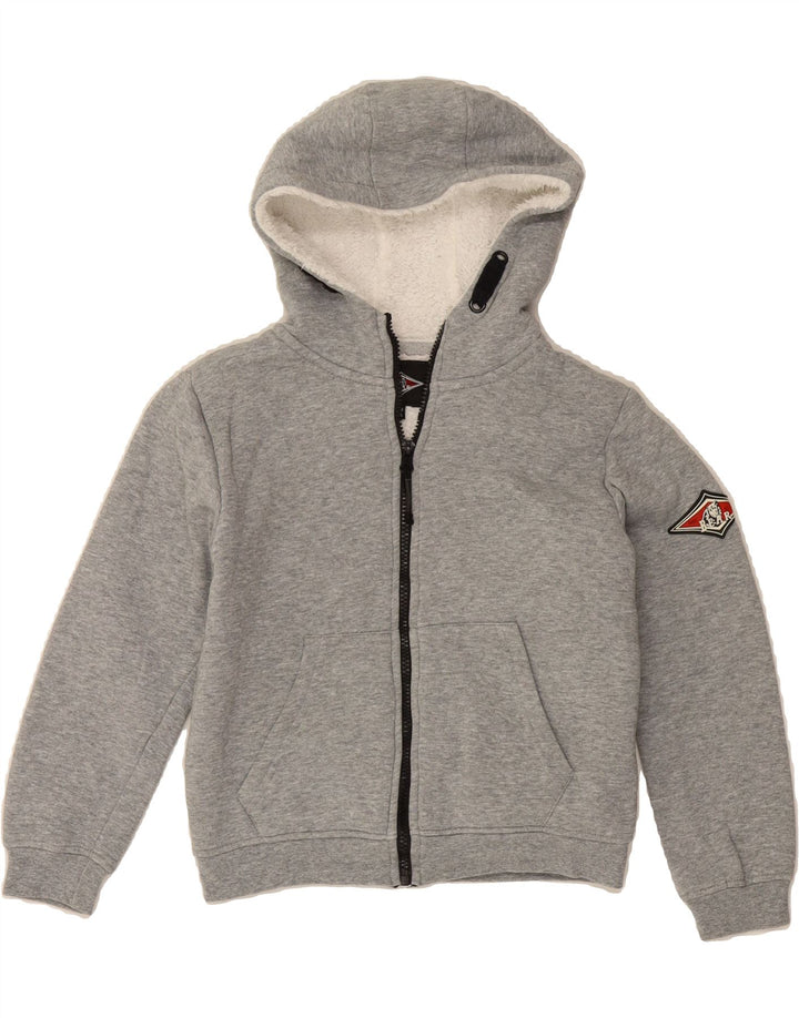 BEAR Boys Graphic Zip Hoodie Sweater 7-8 Years Grey Cotton Vintage Bear and Second-Hand Bear from Messina Hembry 