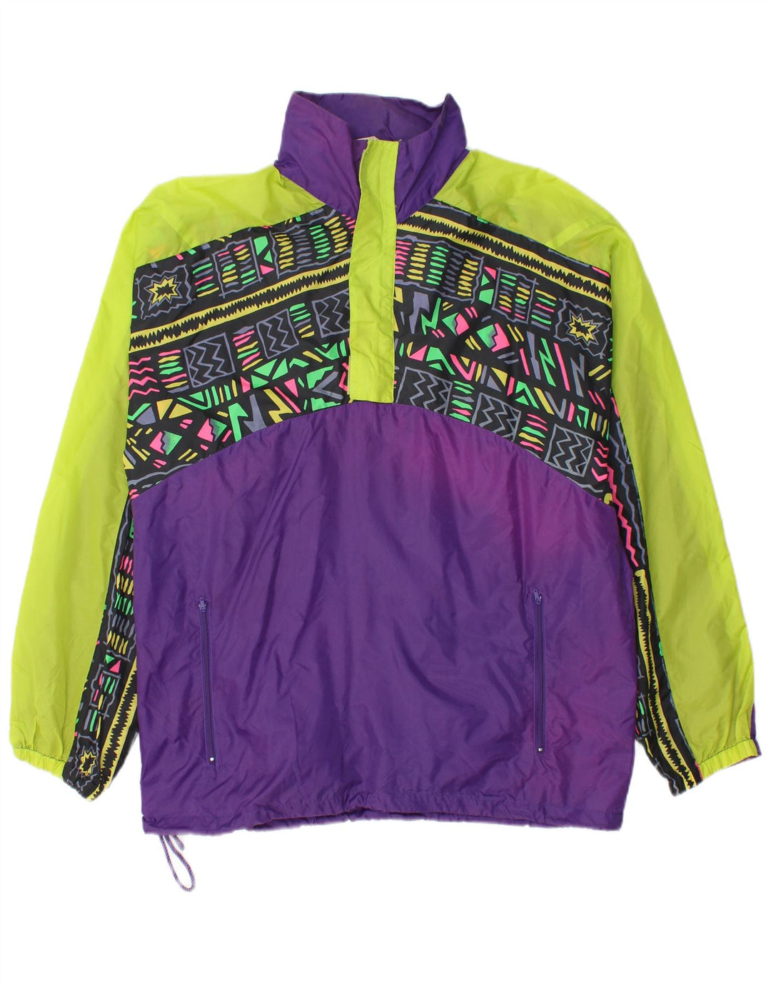 Jachetă de ploaie vintage pentru bărbați UK 38 Poliamidă geometrică violet mediu