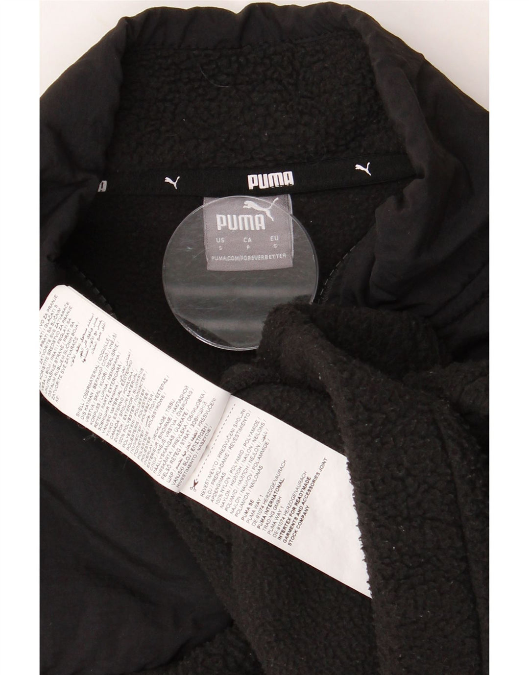 Pulover PUMA pentru femei Crop oversize, cu fermoar și gât, fleece UK 10 Small Negru