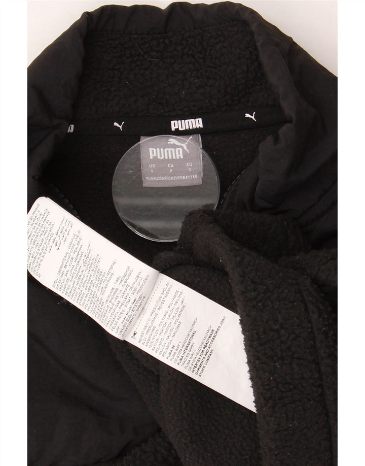 Pulover PUMA pentru femei Crop oversize, cu fermoar și gât, fleece UK 10 Small Negru