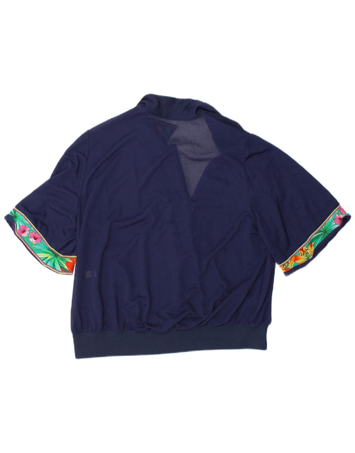 VINTAGE Bluză Crop Top pentru femei IT 48 XL Bleumarin Floral