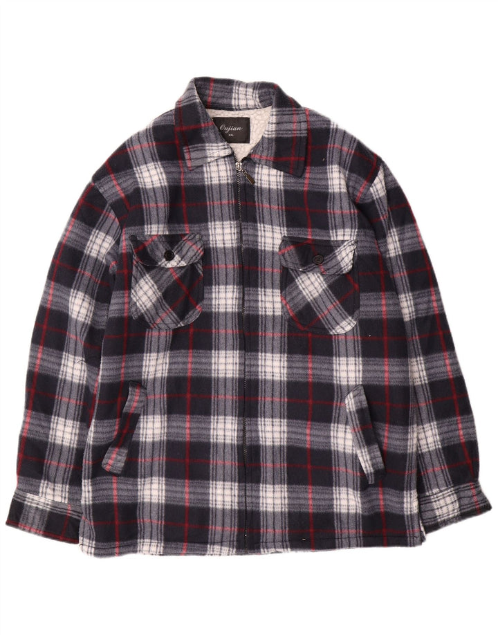 Jachetă vintage pentru bărbați, Marea Britanie 44 2XL, bumbac cu carouri bleumarin