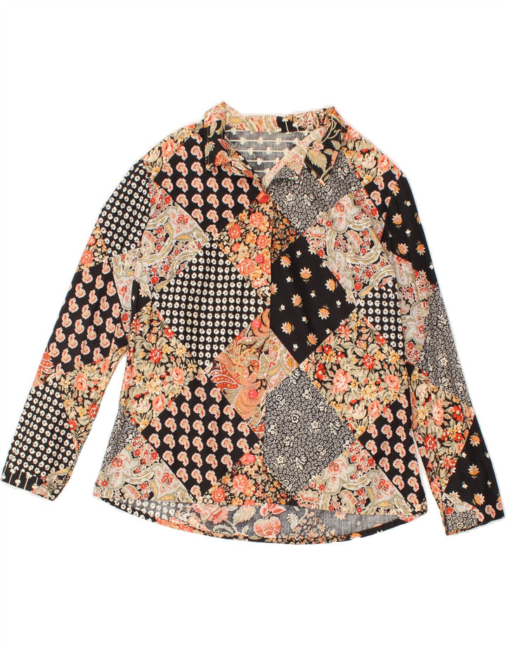 VINTAGE Womens Shirt Blouse UK 14 Medium Multicoloured Patchwork Cotton Vintage Vintage and Second-Hand Vintage from Messina Hembry 