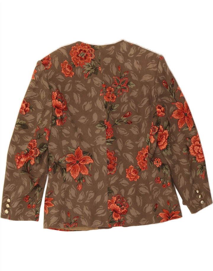 MARELLA Womens 4 Button Blazer Jacket UK 18 XL  Brown Floral Wool Vintage Marella and Second-Hand Marella from Messina Hembry 