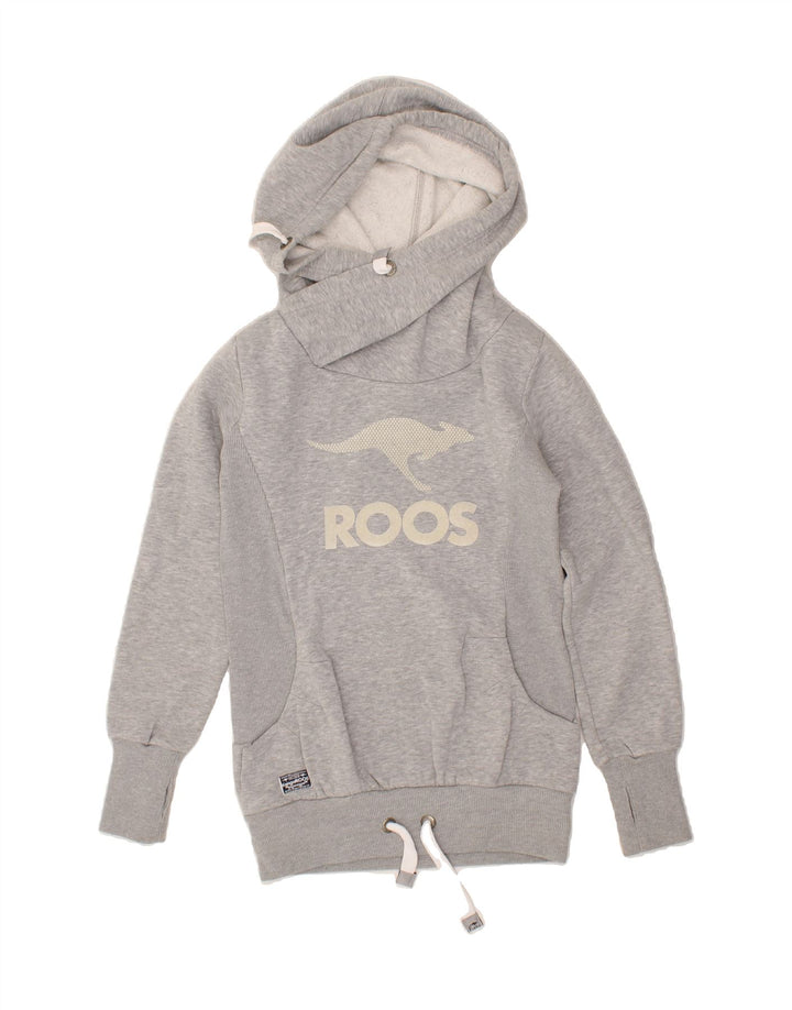 KANGAROOS Womens Graphic Hoodie Jumper UK 12 Medium Grey Polyester Vintage Kangaroos and Second-Hand Kangaroos from Messina Hembry 