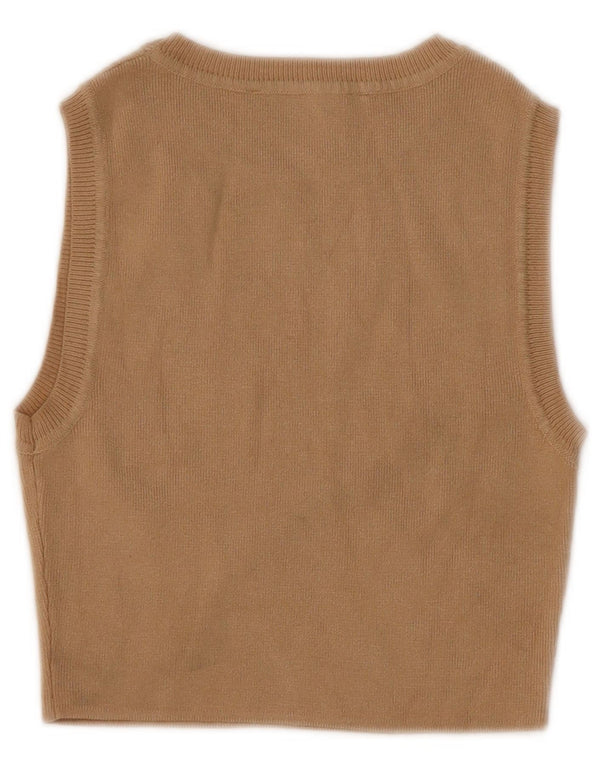 Vestă Crop Top Femei Zara UK 8 Mic Bej Viscoză