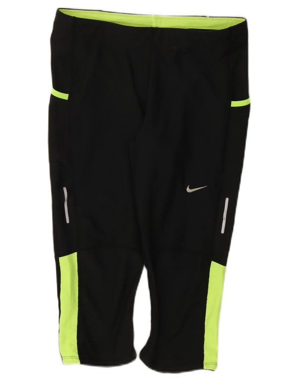 Leggings capri Nike Dri Fit pentru femei UK 12 Medium Black Colorblock Poliester