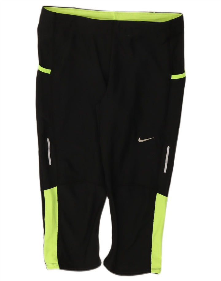 Leggings capri Nike Dri Fit pentru femei UK 12 Medium Black Colorblock Poliester