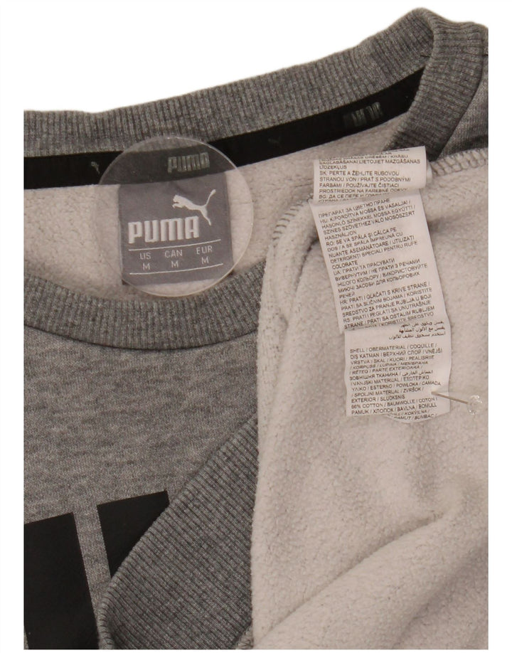 Pulover grafic pentru bărbați Puma, bumbac cu pete, gri mediu
