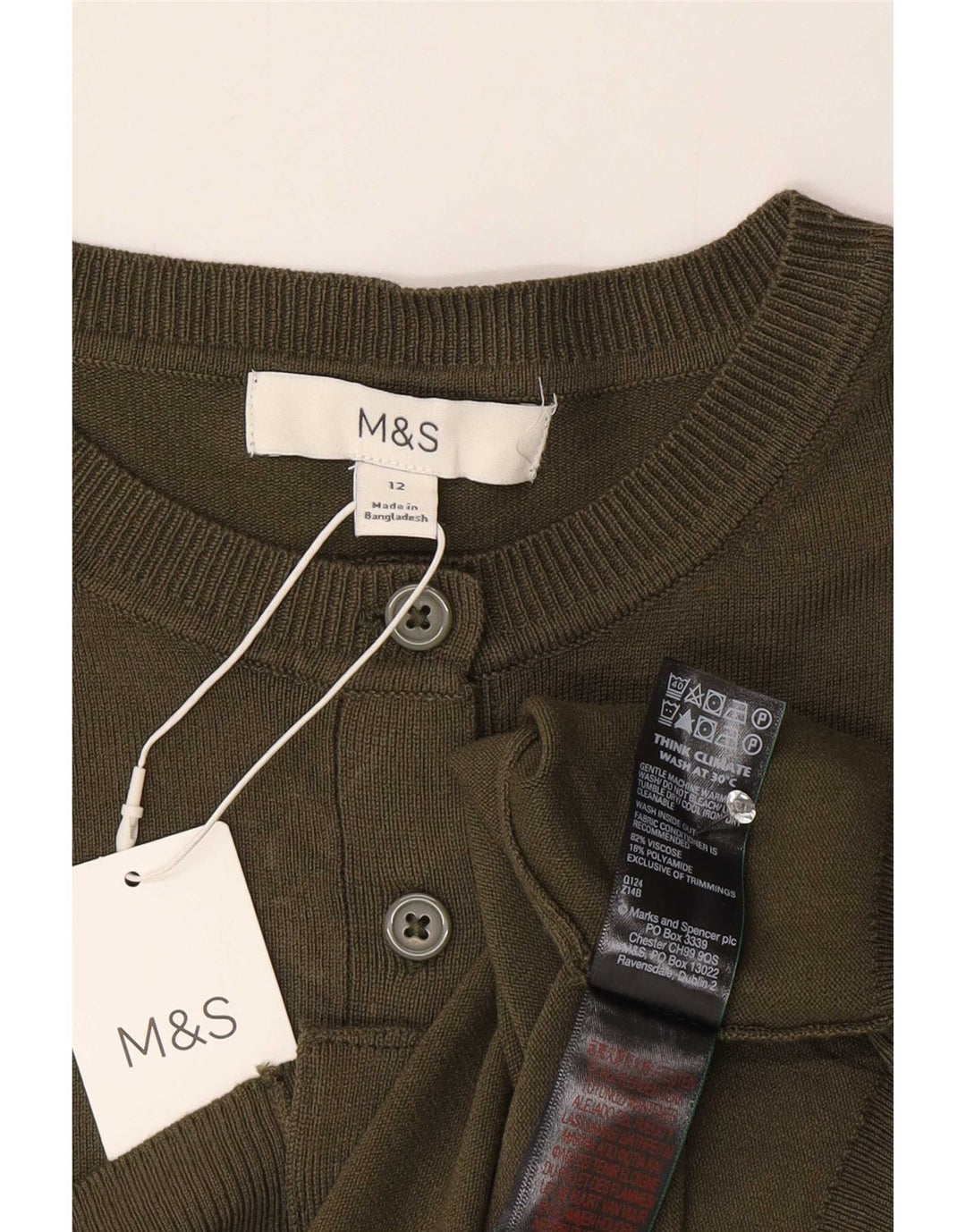Pulover pentru femei Marks & Spencer Crop Cardigan UK 12 Medium Khaki Viscose
