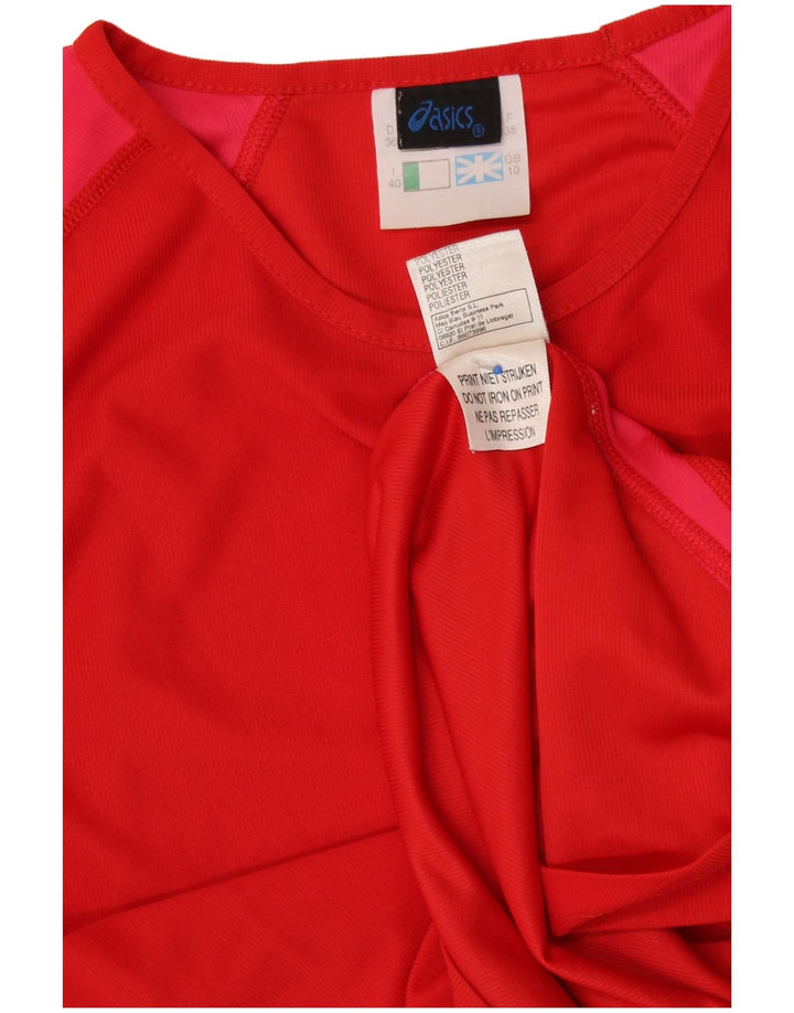 Top femei ASICS cu mânecă lungă UK 10 mic, roșu, poliester color bloc