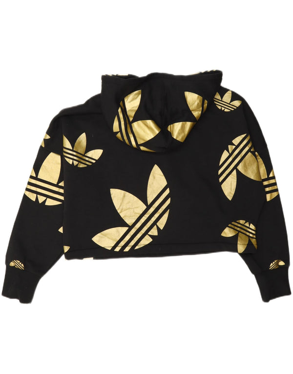 Jumper Adidas Oversized Crop Graphic Hoodie pentru femei UK 10 Small Black