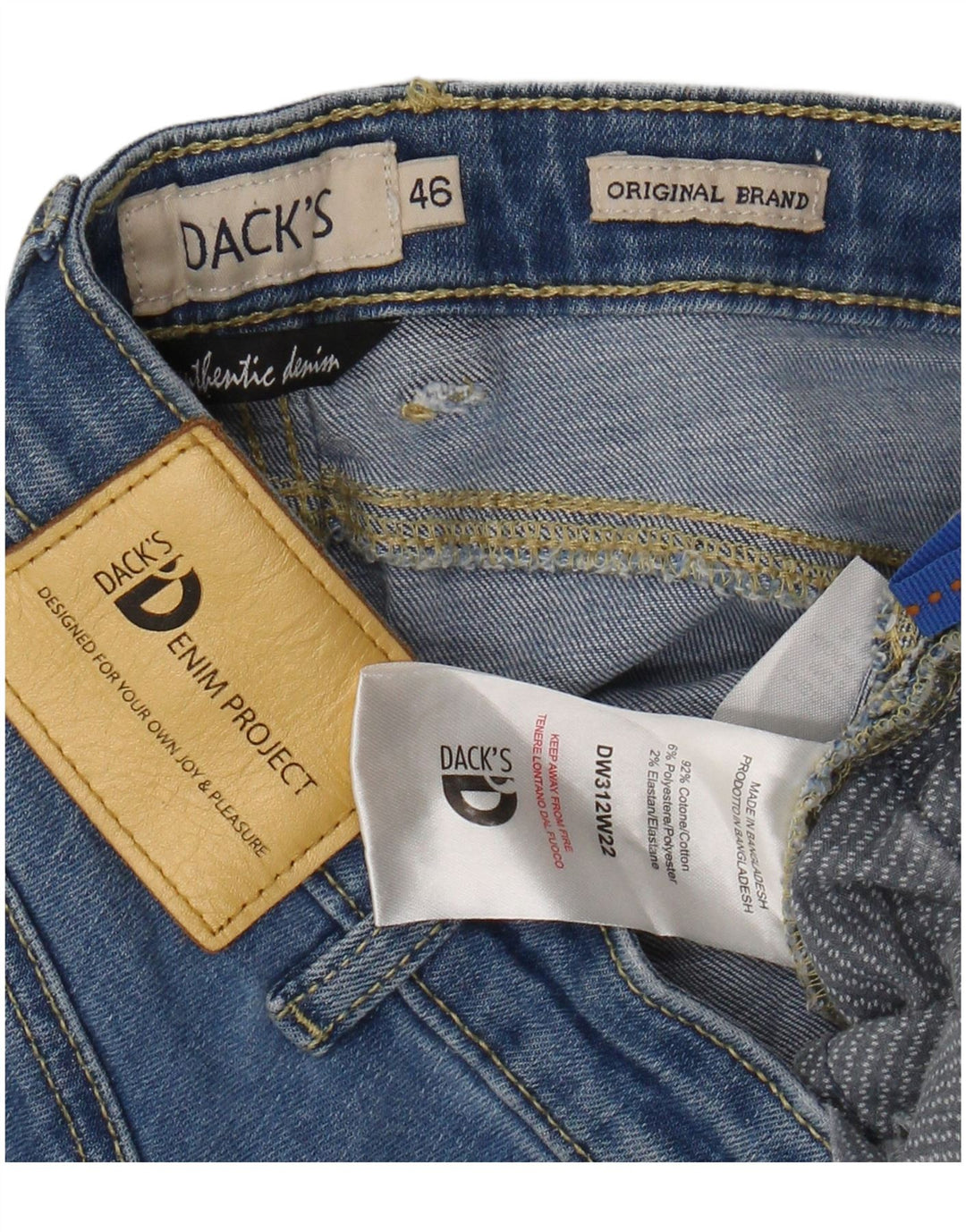 Blugi subțiri tăiați pentru bărbați Dack's EU 46 Mici L30 L26 Bumbac albastru