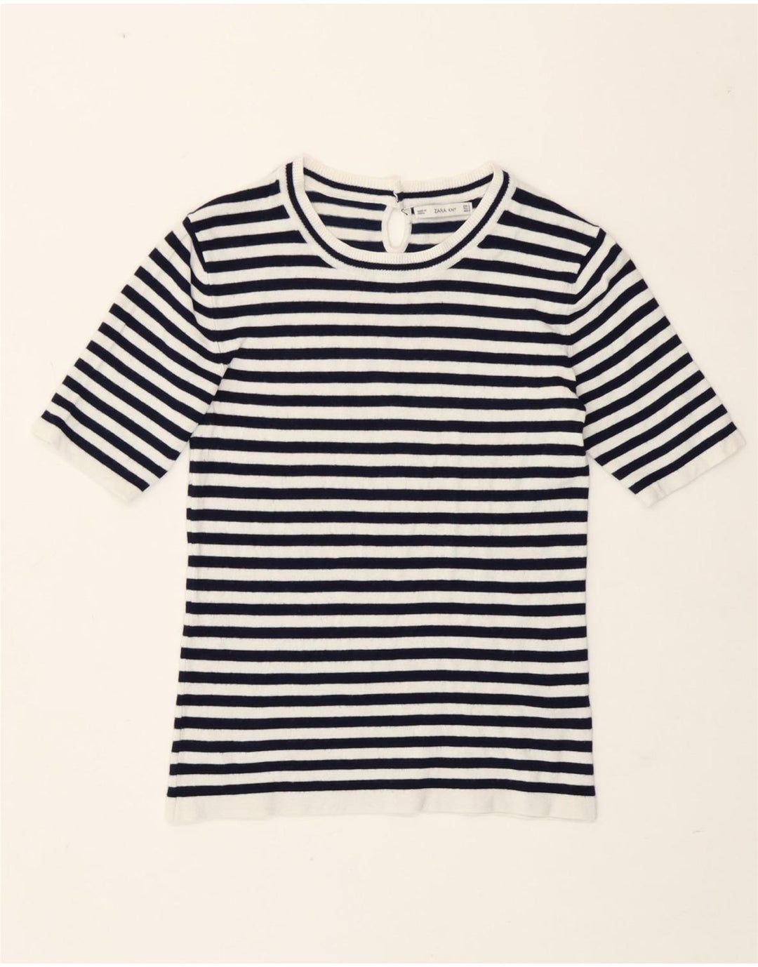 Top tricou pentru femei Zara UK 12 Medium Bleumarin cu dungi