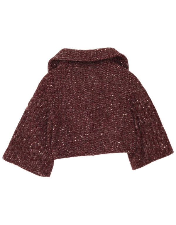 Jachetă Bolero Benetton pentru damă IT 42 Medium Burgundy Lână cu pete