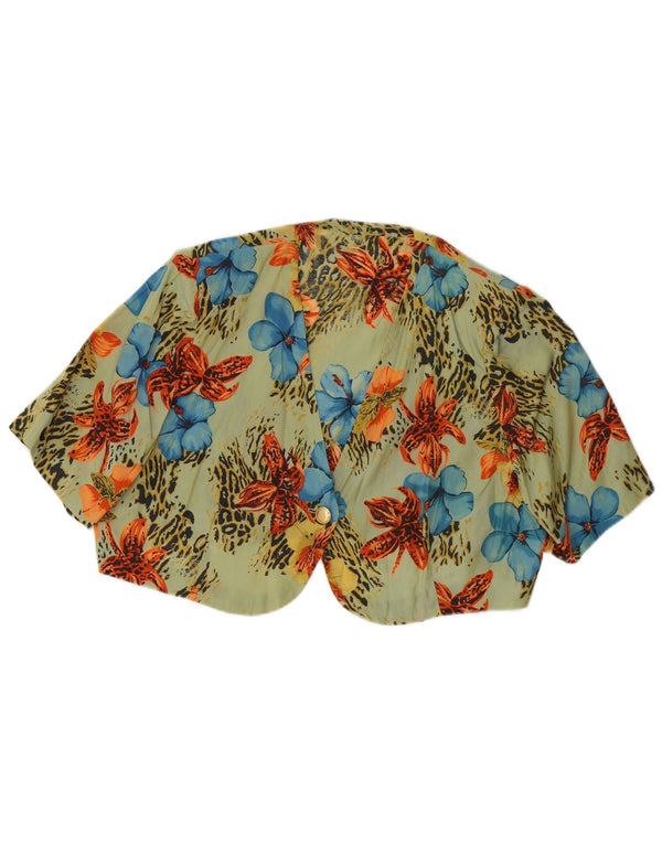 Top bolero supradimensionat vintage pentru femei UK 14 Medium Green Floral