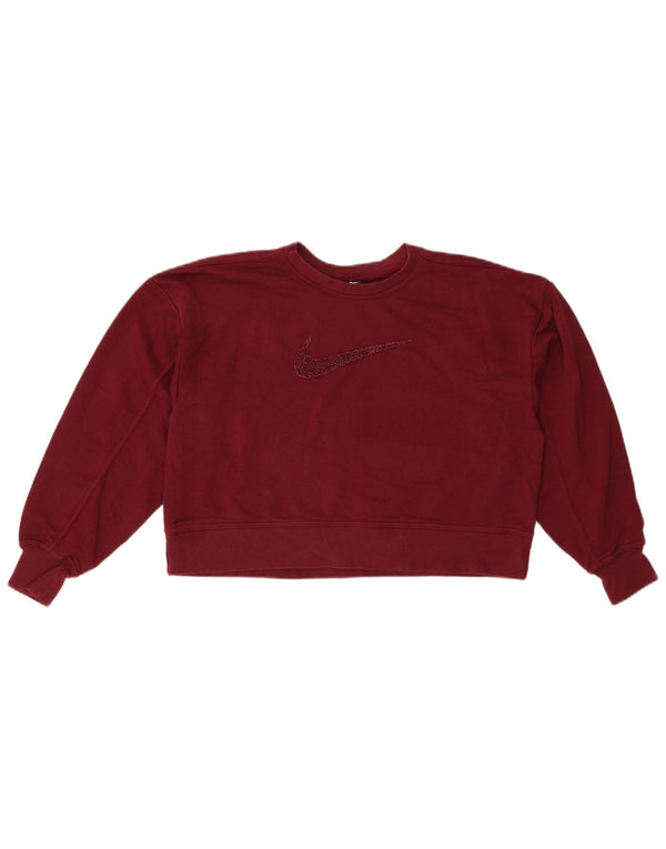 Pulover NIKE pentru femei, supradimensionat cu grafic crop, UK 10 Maroon mic