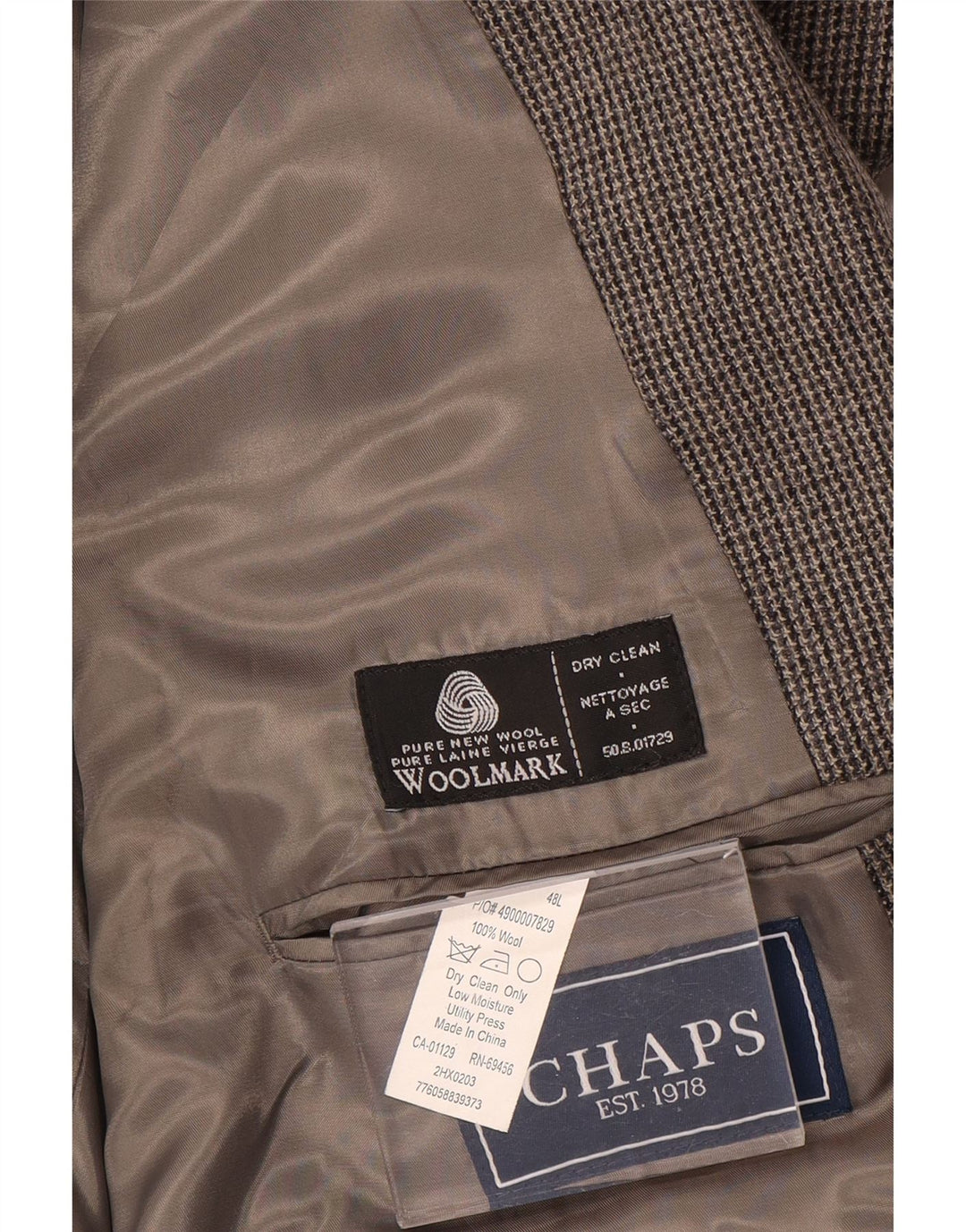 Jachetă Blazer pentru bărbați Chaps cu 2 nasturi UK 48 3XL Lână gri