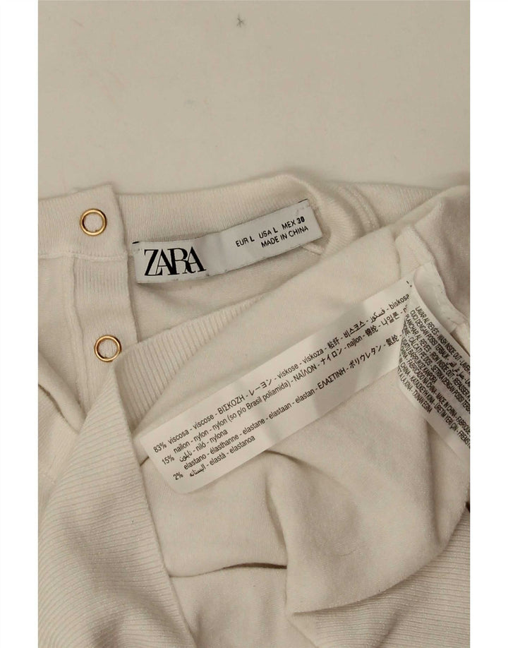 Bluză pentru femei Zara UK 14, mare, albă, viscoză