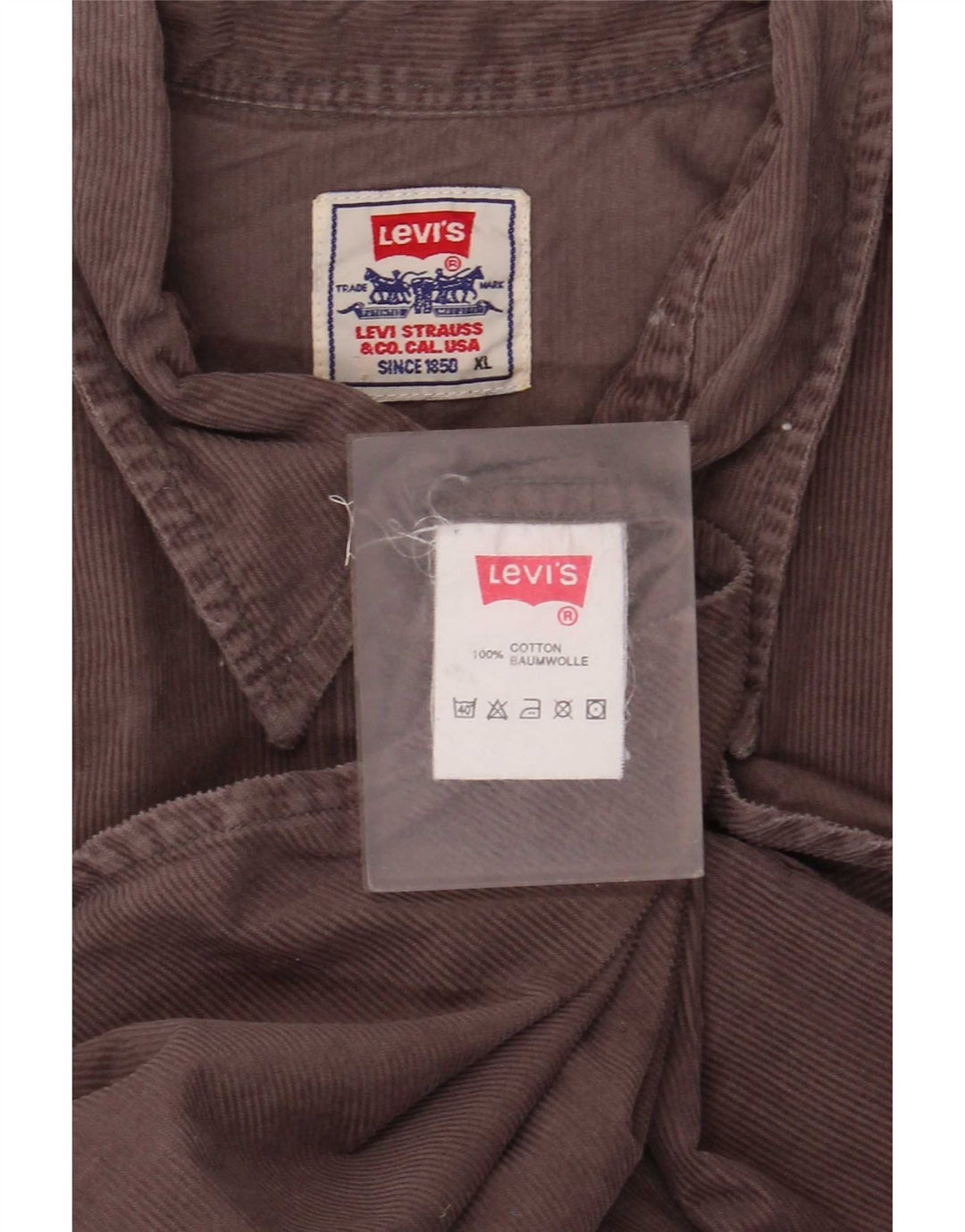 Cămașă Levi's pentru bărbați din velur XL din bumbac maro