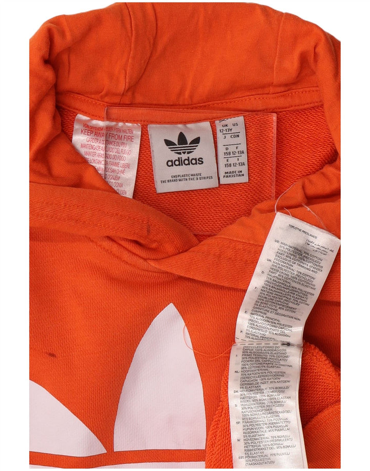 Pulover ADIDAS pentru băieți, cu grafică, 12-13 ani, bumbac portocaliu