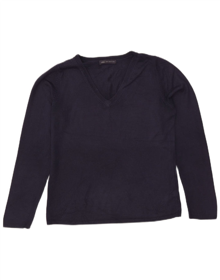 Pulover pentru femei Marks & Spencer cu decolteu în V UK 12 Medium Bleumarin