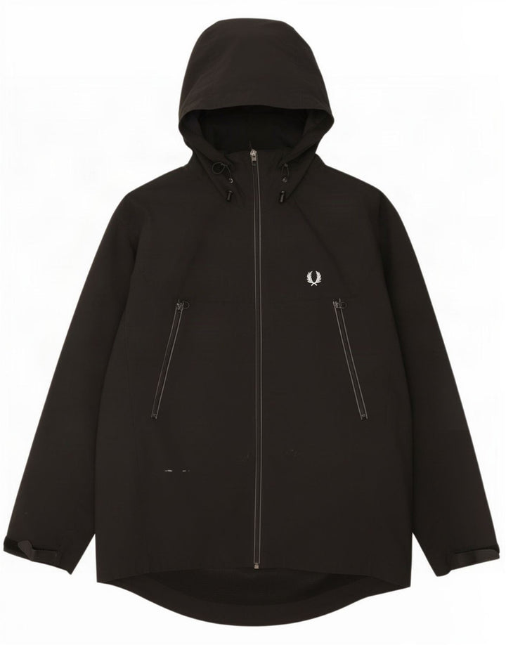 Jachetă de ploaie cu glugă pentru bărbați Fred Perry UK 38, nailon mediu negru