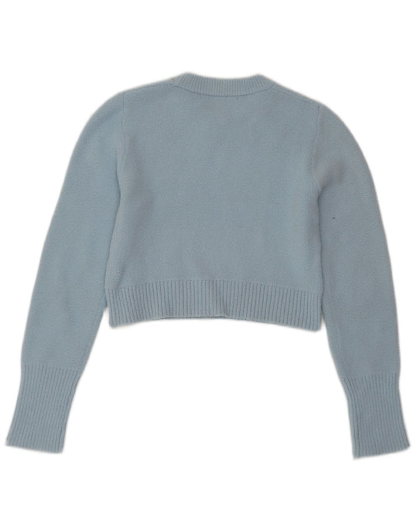 Pulover de damă ZARA Crop Crew Gate UK 10 Small Blue Nylon