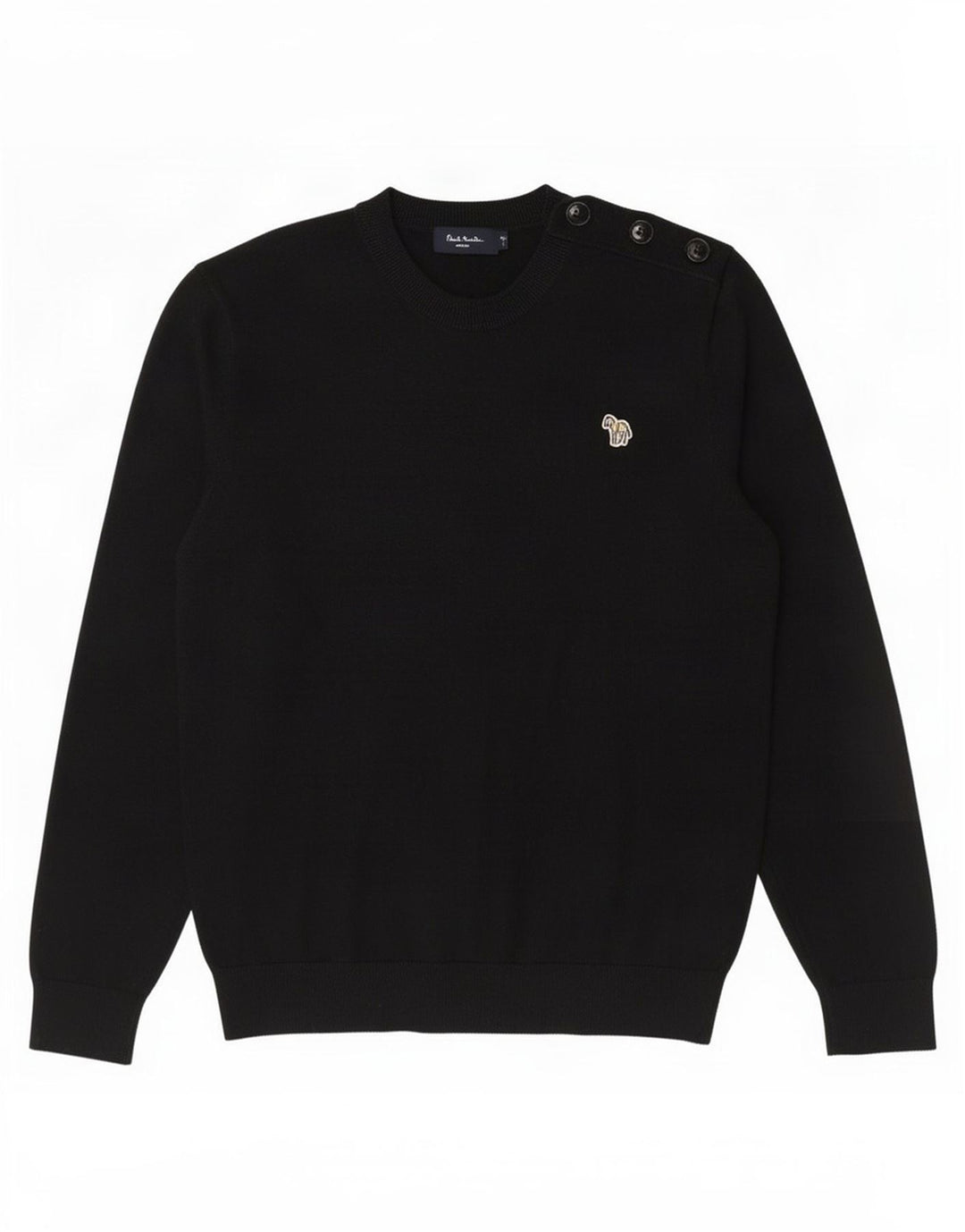 Pulover Paul Smith pentru bărbați, cu gât roșu, bumbac mare, negru