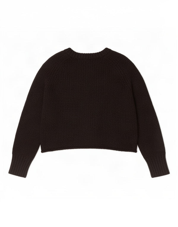 Pulover de damă Zara Crop oversize cu gât de barcă UK 10 Mic Negru