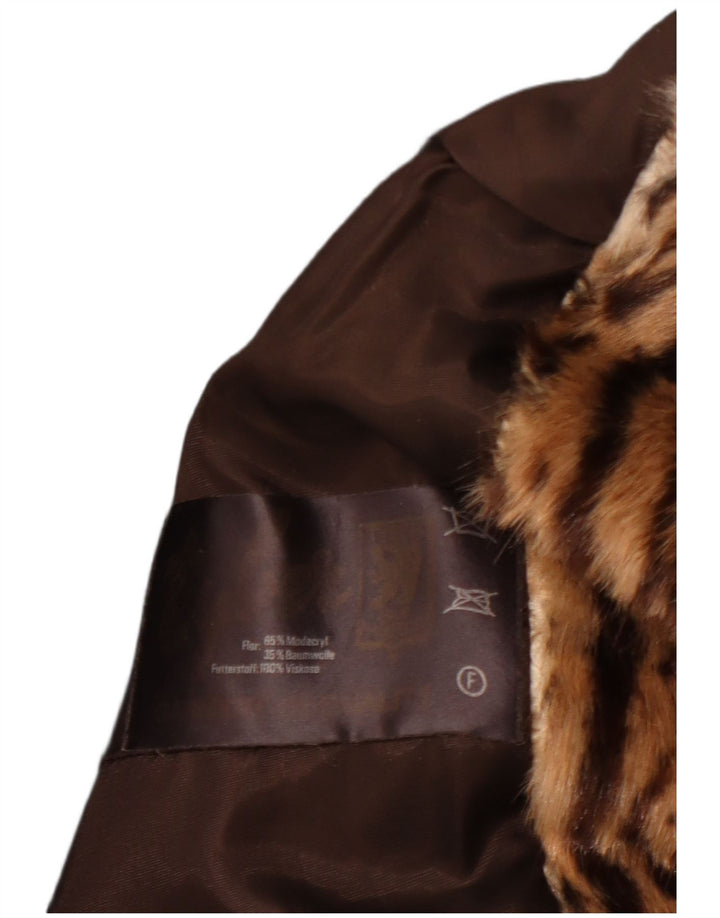 VINTAGE Jachetă de blană artificială pentru femei EU 40 Maro mediu Animal Print Modacril