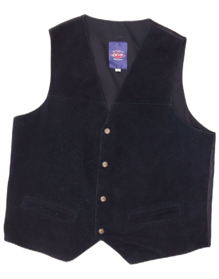 VINTAGE Vestă bărbătească din piele intoarsa mare albastru bleumarin