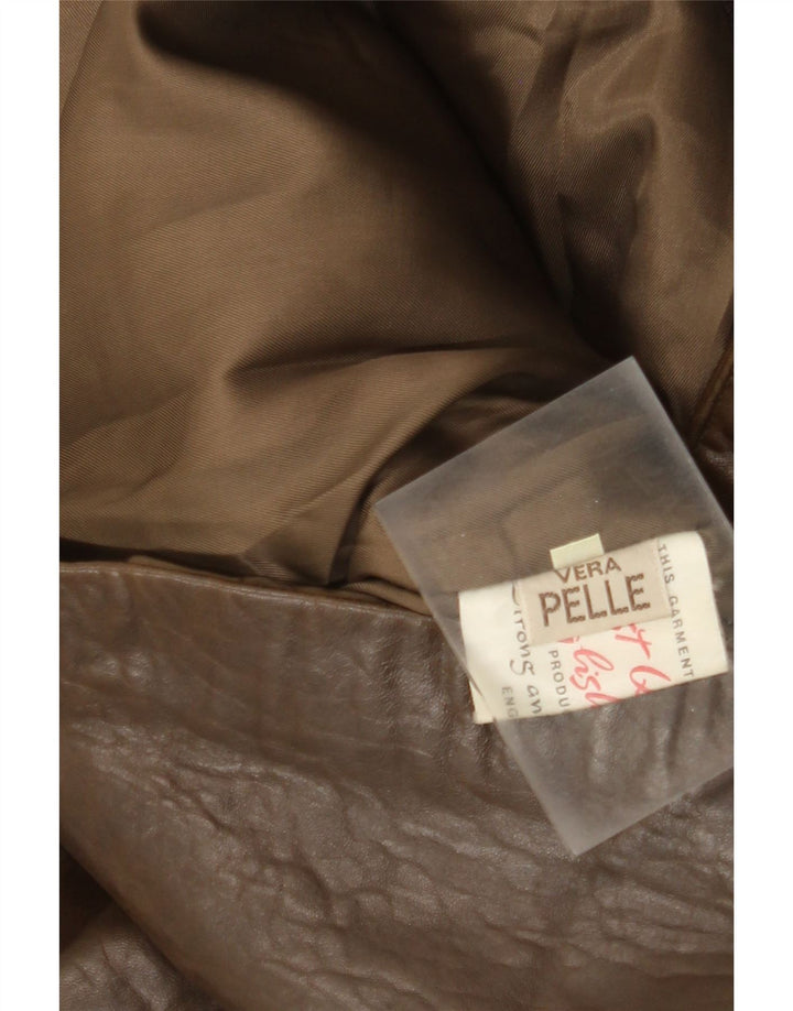 Palton din piele vintage pentru femei IT 42 din piele maro medie