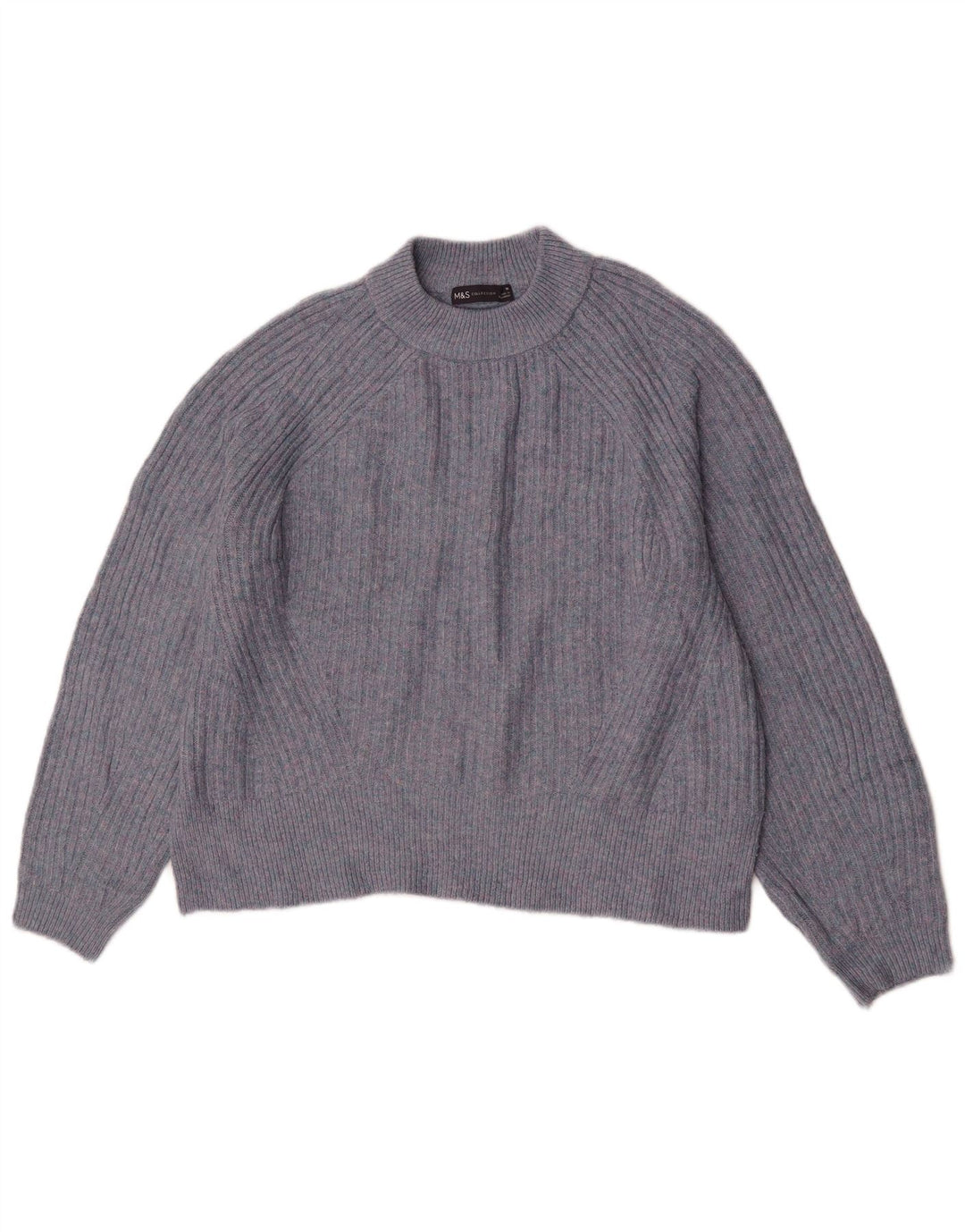 Pulover pentru femei Marks & Spencer cu decolteu triplu UK 14 Medium Bleumarin