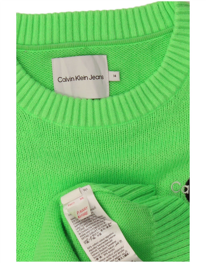 CALVIN KLEIN JEANS Pulover pentru femei cu decolteu rotund UK 14 verde mediu