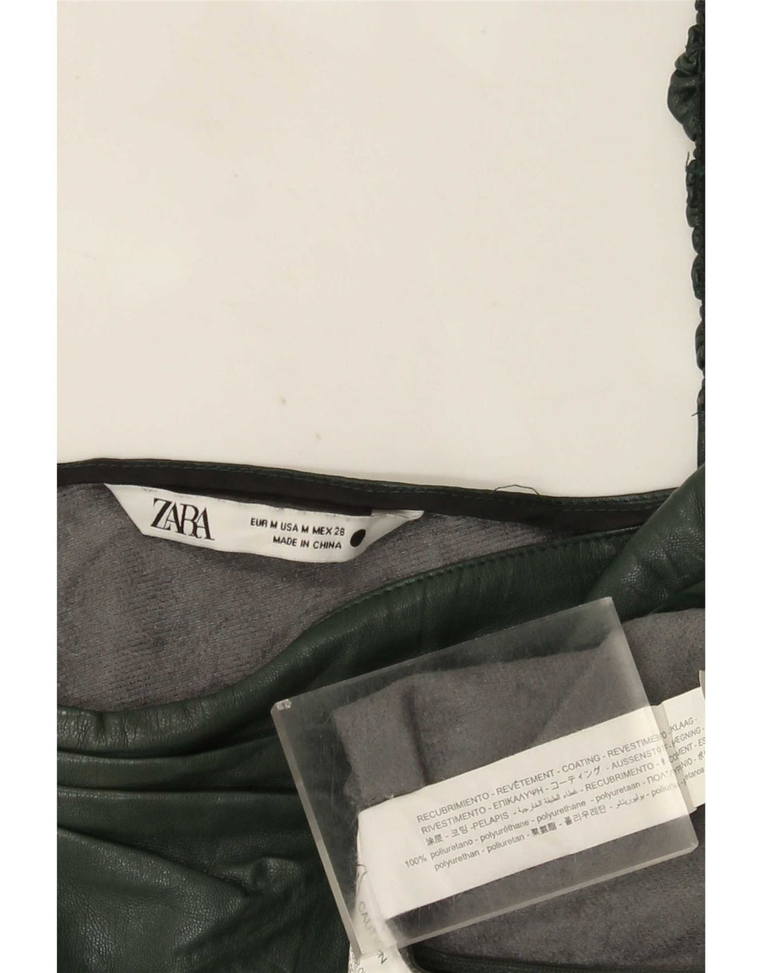 Top cu un umăr din piele artificială Zara pentru femei UK 12 Poliuretan verde mediu