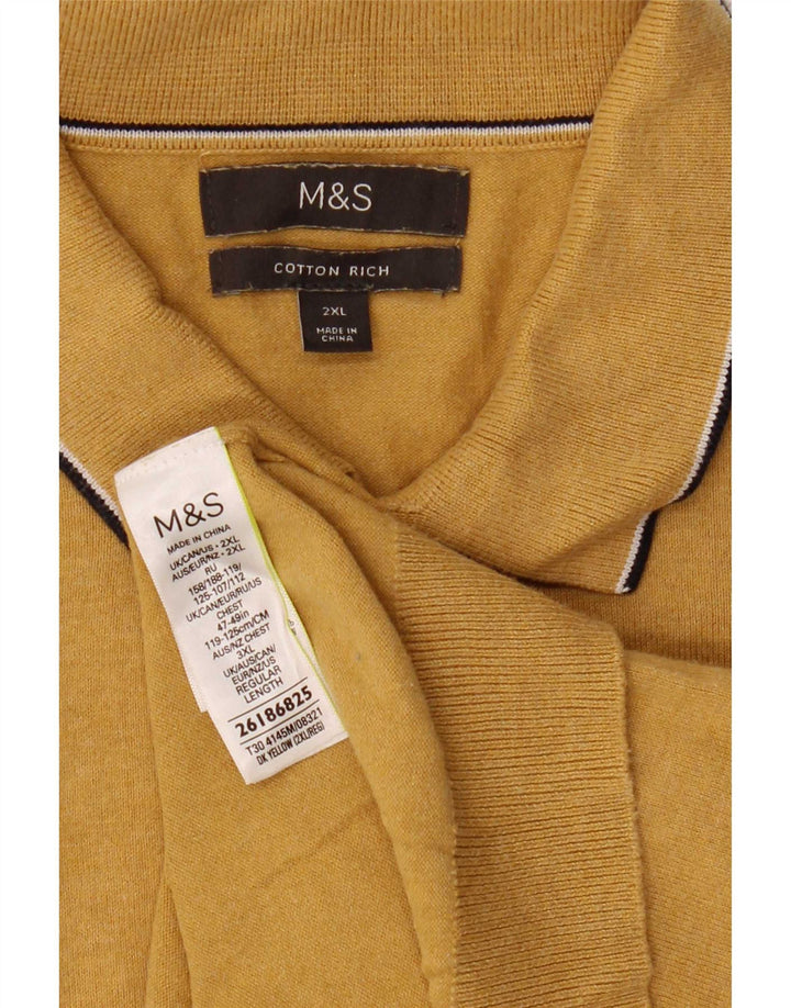 Tricou polo pentru bărbați Marks & Spencer, bumbac galben 2XL