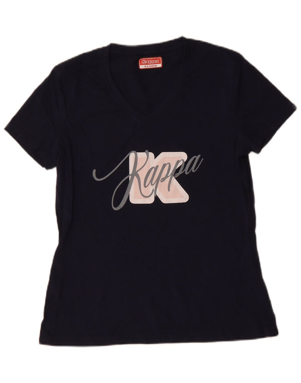 Tricou grafic Kappa pentru femei, UK 18 XL, bumbac bleumarin