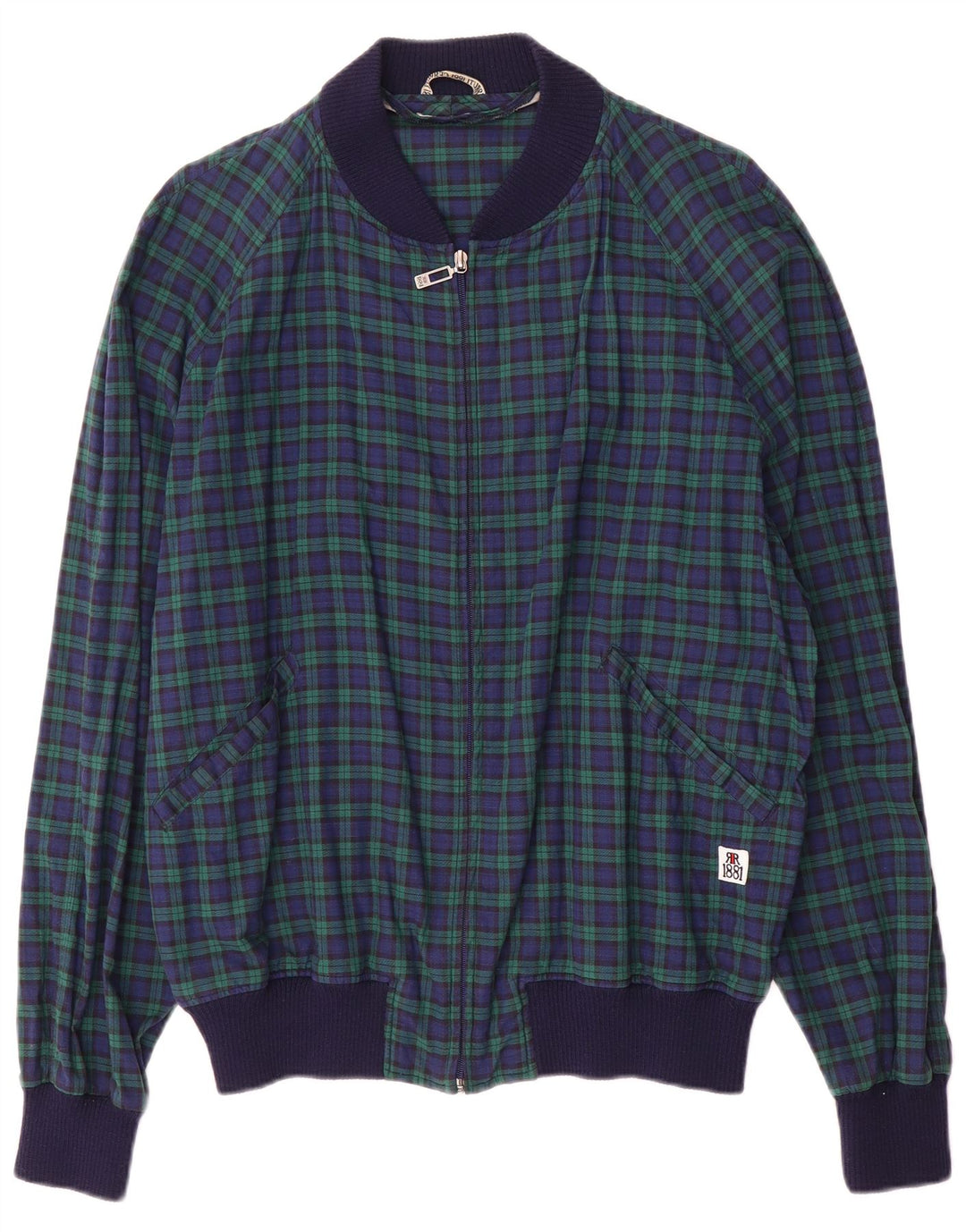 Cerruti 1881 Bomber Jacket pentru bărbați UK 40 Large Green Check Poliester