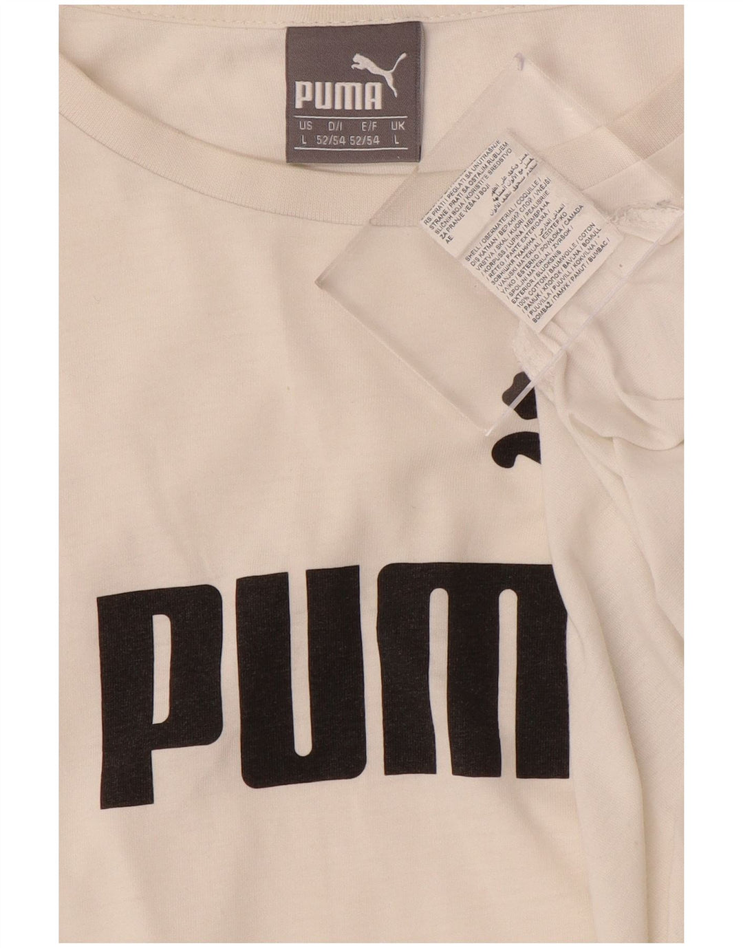 PUMA Mens Graphic Top Long Sleeve Large White Cotton