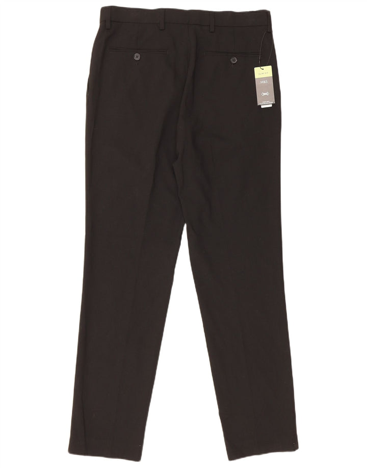 Pantaloni chino pentru bărbați Marks & Spencer Slim Fit L32 L31 Poliester negru
