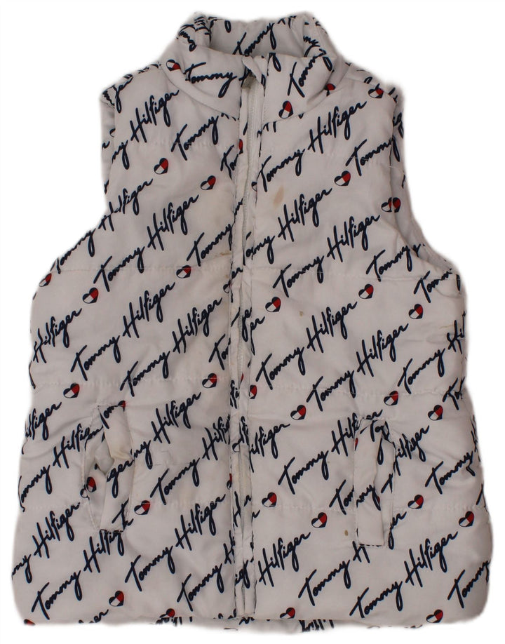 TOMMY HILFIGER Gilet Căptușit Grafic Fete 3-4 Ani Poliester Alb