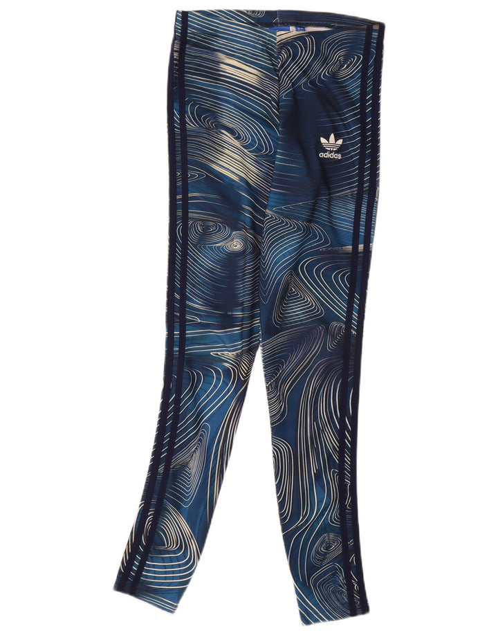 Leggings cu model abstract pentru femei Adidas UK 8 Poliester bleumarin mic