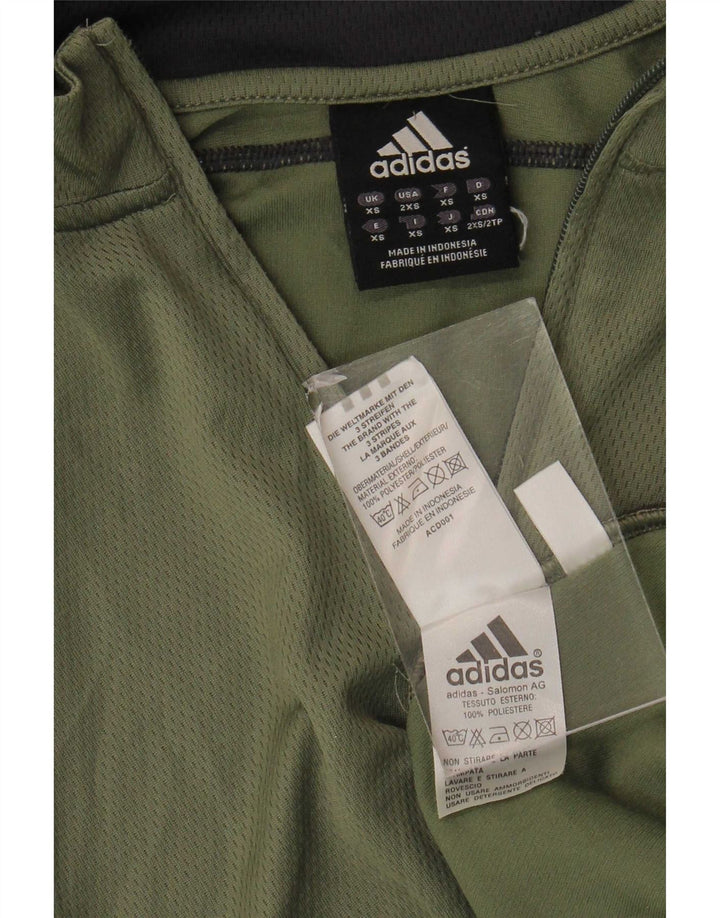 Trening Top pentru bărbați Adidas, cu fermoar, cu gât, XS, poliester, kaki